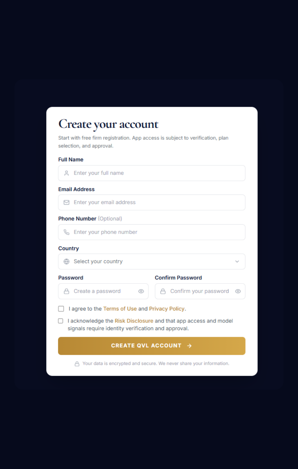 Create Your Account in the QVL app