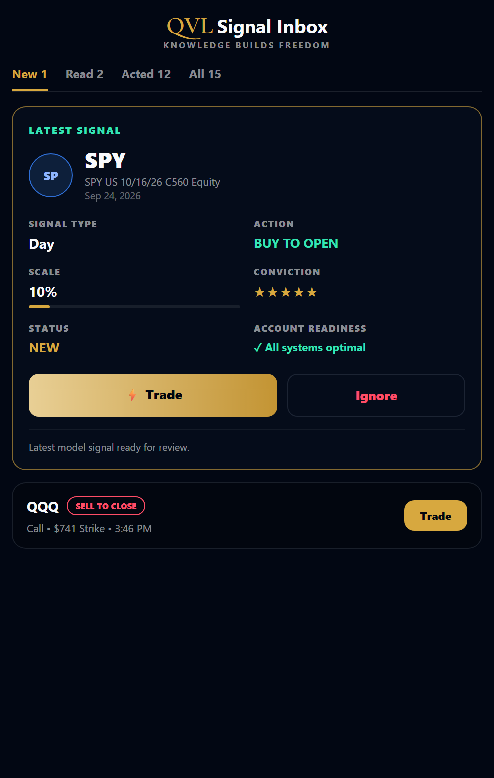 Receive Model Signals in the QVL app